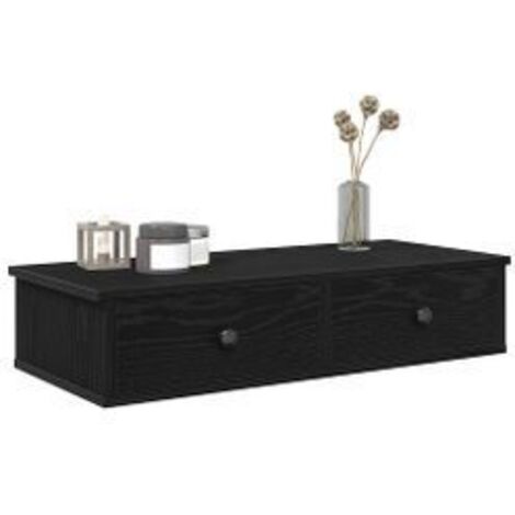 Étagère murale avec tiroirs noir 80x31x17 bois d'ingénierie