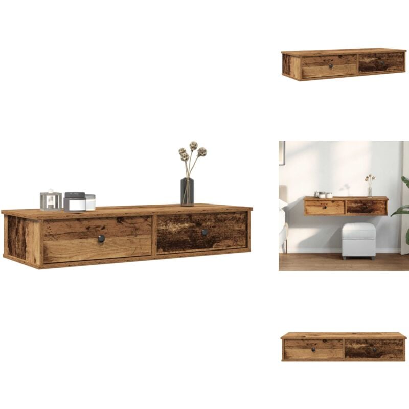 Vidaxl - tagère murale avec tiroirs vieux bois bois d'ingénierie - Étagère Murale - Étagères Murales - Étagère Murale Avec Armoire - Armoire De