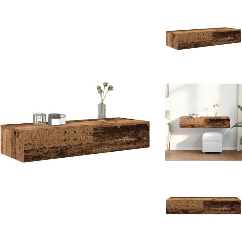 Vidaxl - tagère murale avec tiroirs vieux bois bois d'ingénierie - Étagère Murale - Étagères Murales - Étagère Murale Avec Armoire - Armoire De