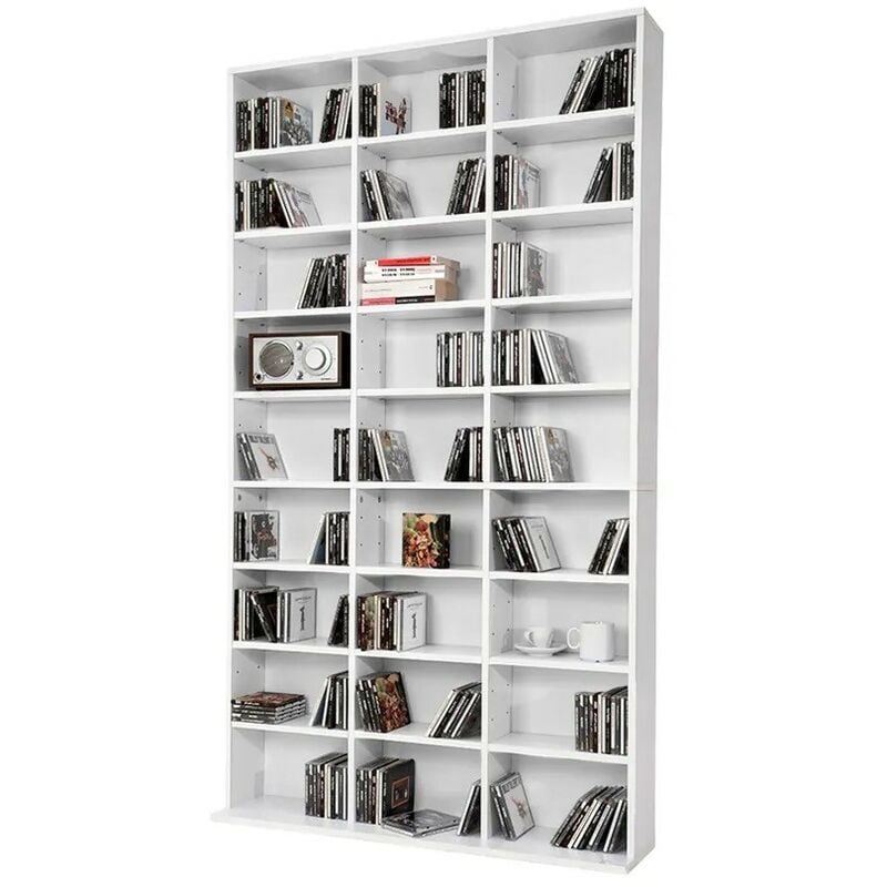 Tagère murale Bibliothèque 180 cm de hauteur. 27 compartiments Blanc - Blanc