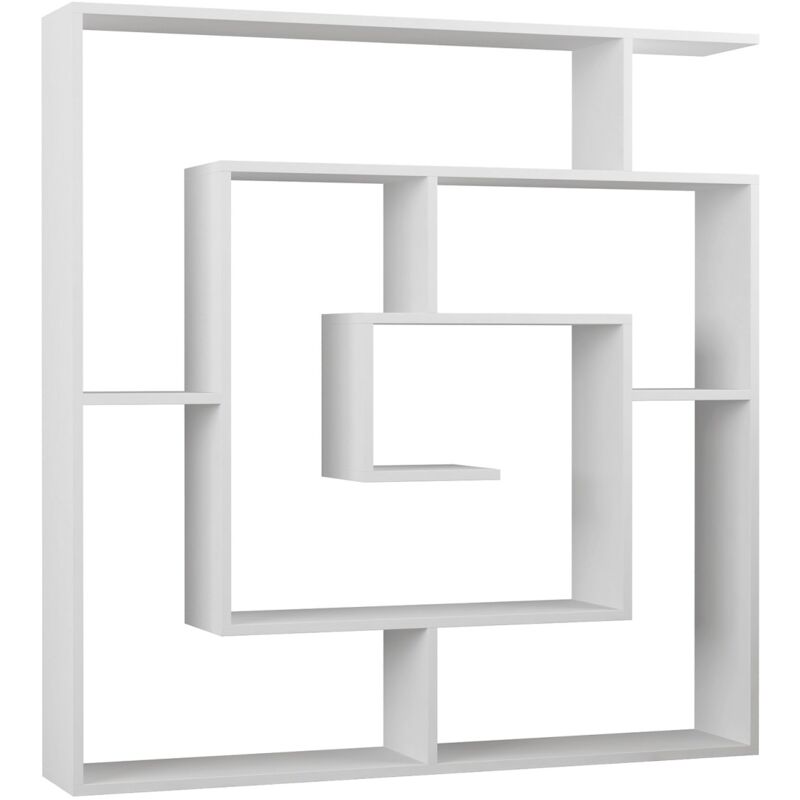 Etagère murale, bibliothèque en bois coloris blanc - longueur 125 x profondeur 22 x hauteur 129 cm