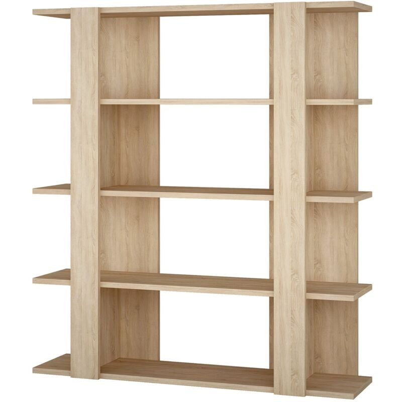 Pegane - Etagère murale, bibliothèque en bois coloris chêne cambrian - longueur 110 x profondeur 29 x hauteur 122 cm