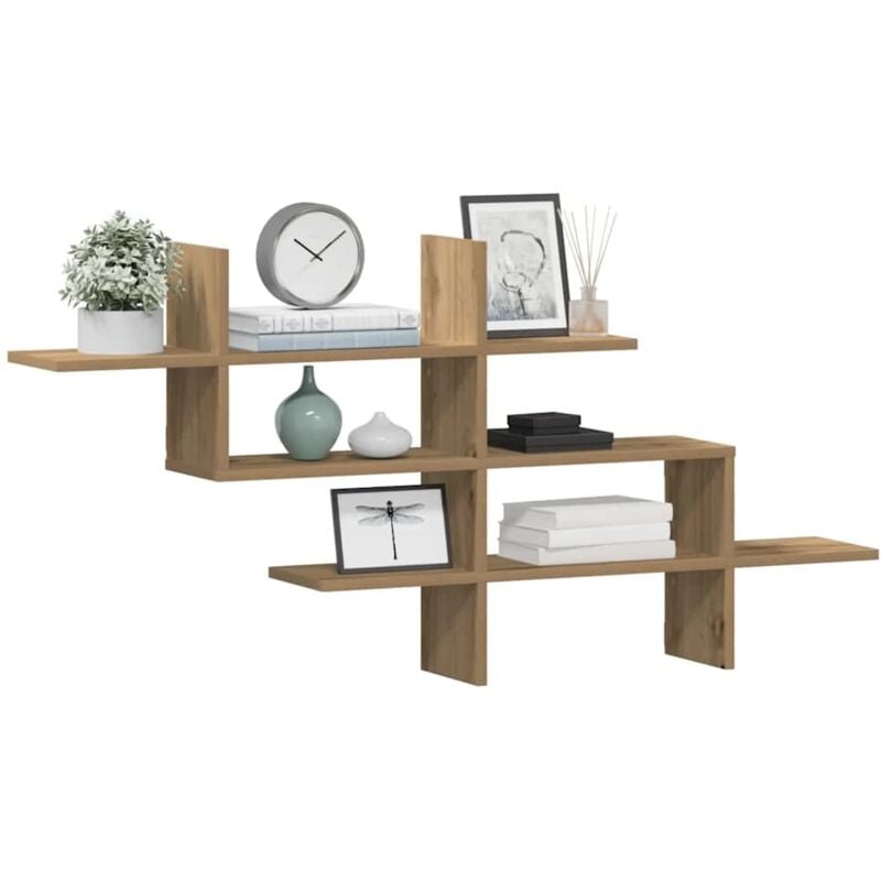 Tagère murale chêne artisanal 124,5x18x60,5 cm bois ingénierie - Vidaxl