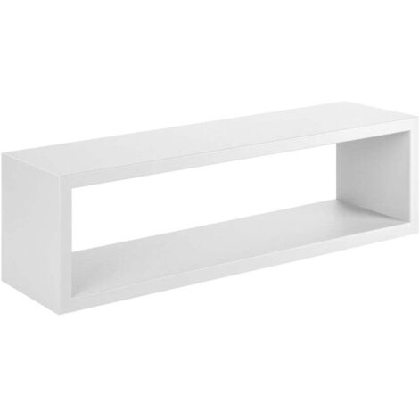 Étagère murale blanche 60 x 15,5 x 17 cm – MDF finition mat – Fixations cachées pour murs en briques – Charge max 10 kg – Sanitec