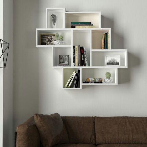Étagère murale blanche design - 9 niches ouvertes MARFA