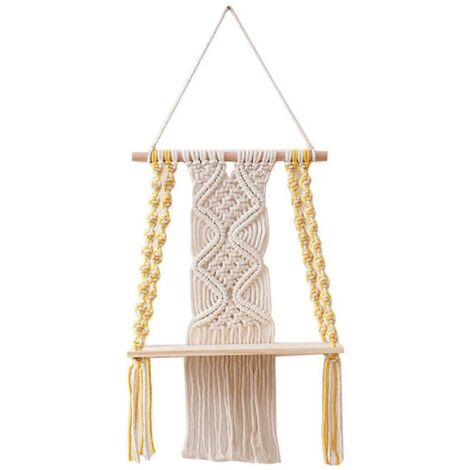 Étagère murale bohème en macramé à un niveau ---