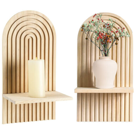 Etagère murale bohème / Rack mural déco pine naturel / 2 étagères