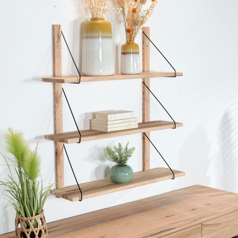 Pier Import - Etagère murale bois massif 3 plateaux (bois blanc) palerme