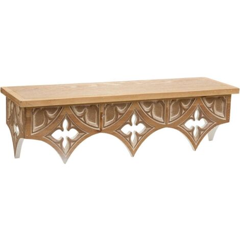 Étagère murale bois naturel sculpté style vintage - bois naturel sculpté marron clair