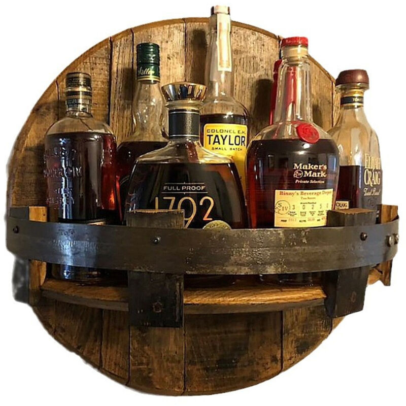 Étagère murale bois vintage, présentoir bouteilles alcool, rangement vin bar/cuisine