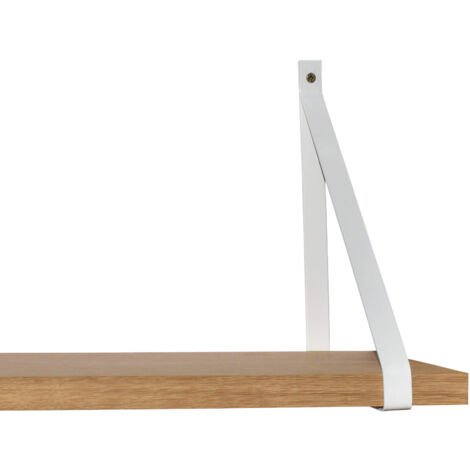 Étagère murale chêne 60 X 10 cm avec support métal blanc