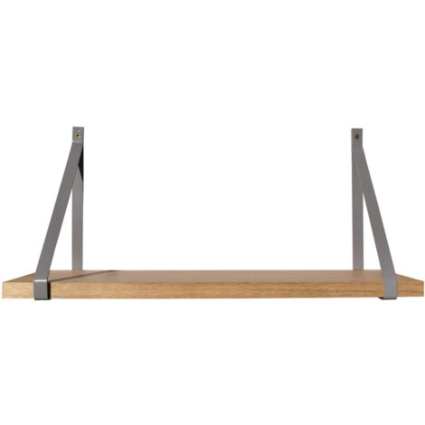 Étagère murale chêne 60 X 10 cm avec support métal gris