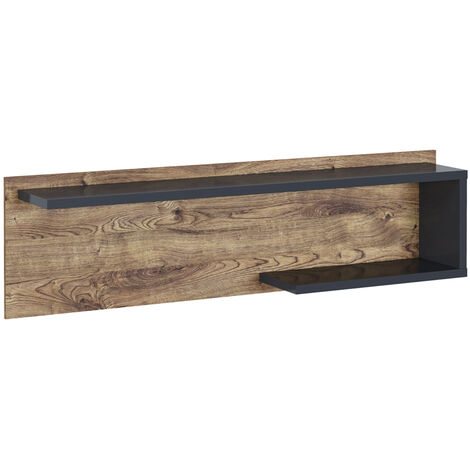 Etagère murale coloris chêne, graphite - Longueur 150 x Profondeur 25 x hauteur 42 cm -PEGANE-
