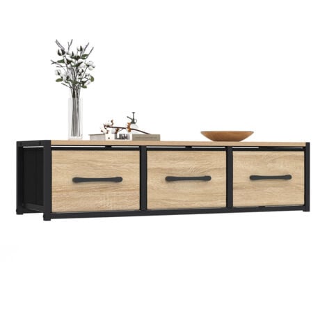 IDMARKET Étagère murale console d'entrée UTAH 3 tiroirs design industriel