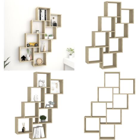 Étagère murale cube Chêne sonoma 90x15x119 cm Bois d’ingénierie - Étagère Murale - Étagère Cube - Meuble Mural - Rangement Mural - Décoration Murale - Home & Living
