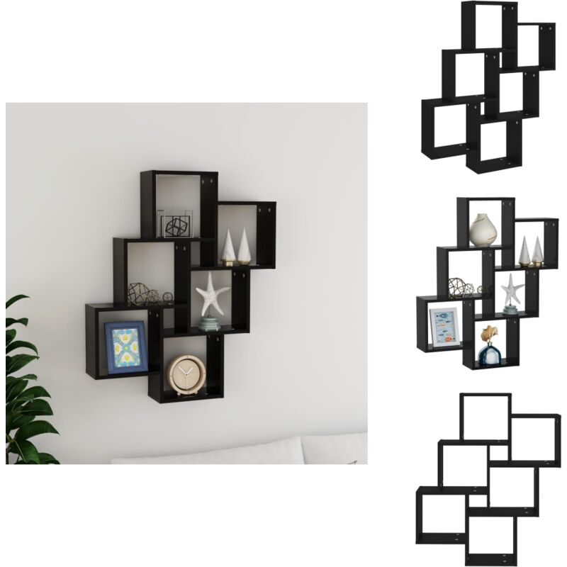 Tagère murale cube Noir 78x15x93 cm Bois d'ingénierie - Étagère Murale - Étagère Cube - Rangement Mural - Décoration Murale - Meuble Suspendu