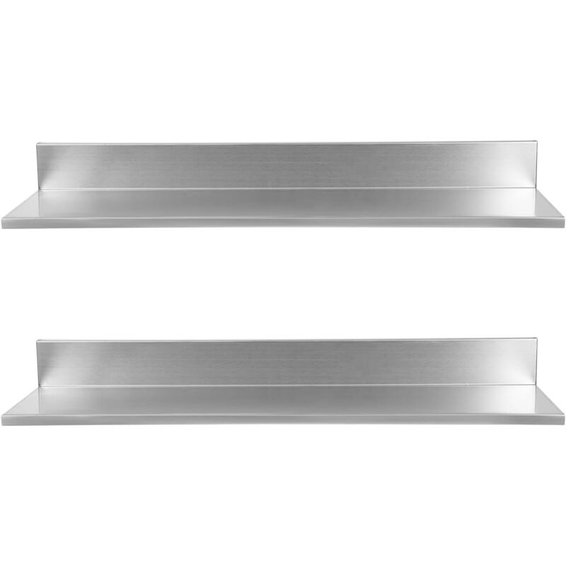 Etagere Murale Cuisine 2 Pièces Étagère Murale Acier Inoxydable Tablette Murale Etagere sans Percer Étagère Salle de Bain Etagere Angle Peut Maison,