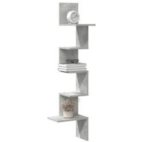 Étagère murale d'angle gris béton 32x32x127,5 bois ingénierie