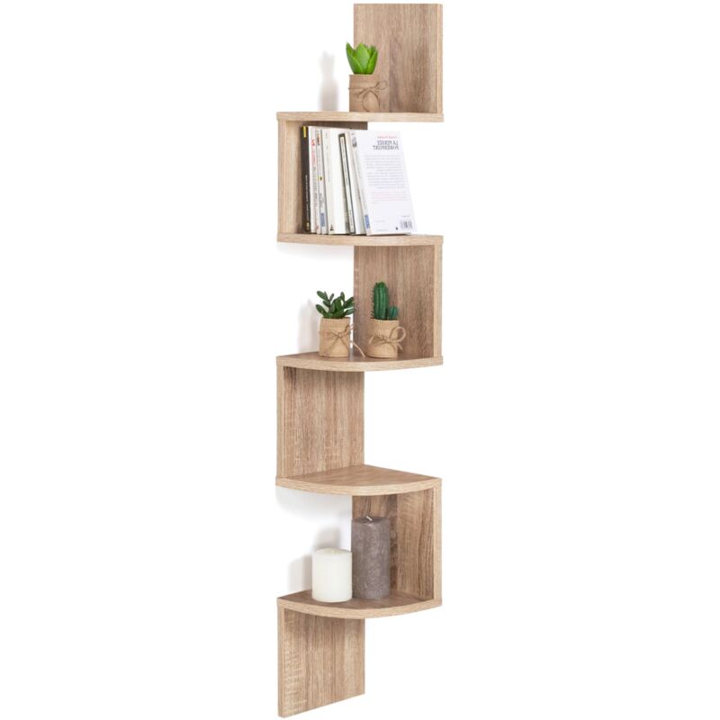 Idmarket - Etagère murale d'angle isa 5 niveaux façon hêtre