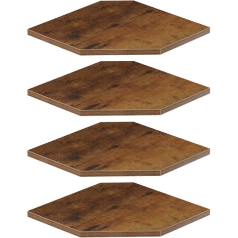 Étagère Murale D'angle - Lot De 4 - Bois Composite - Avec Passage Câbles - Salon Bureau Chambre - 30x33,7cm Marron