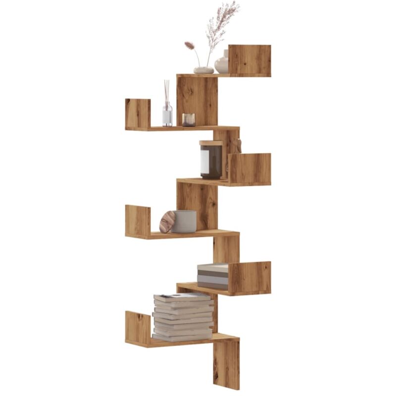 Vidaxl - tagère d'angle murale chêne artisanal bois d'ingénierie
