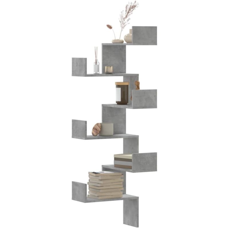 Vidaxl - tagère murale d'angle gris béton 45x45x147cm bois d'ingénierie
