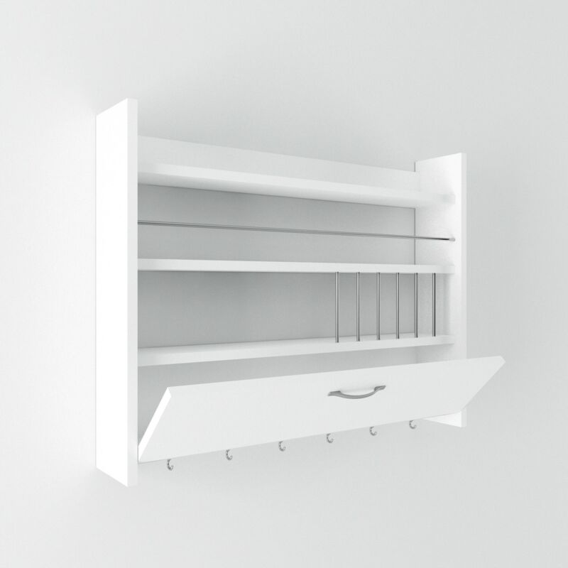 Étagère murale de cuisine 1 porte Naokomi L85xH65cm Blanc Étagère murale de cuisine 1 porte Naokomi L85xH65cm Blanc