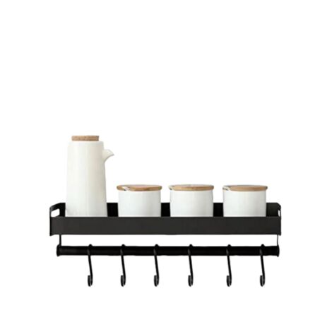 Étagère murale de cuisine collante, sans perçage, étagère à épices murale en aluminium antirouille pour cuisine, (Noir B 40 cm)