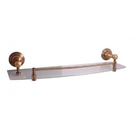 Etagère murale de douche avec rail rétro MORAVA en laiton bronze 50x14x7,6 cm
