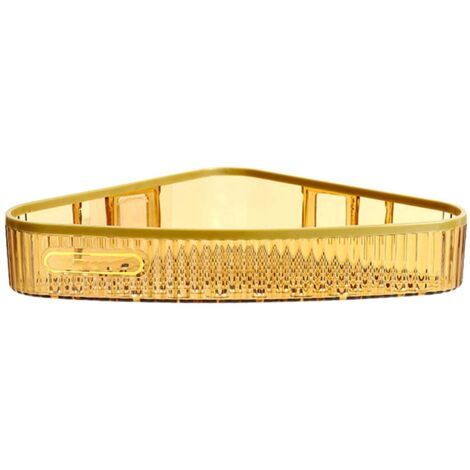 Étagère murale de rangement sans perçage pour douche et salle de bain, style triangle ambré.