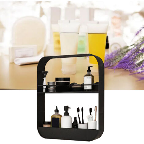 Étagère Murale de Salle de Bain 2 Étages sans Perçage