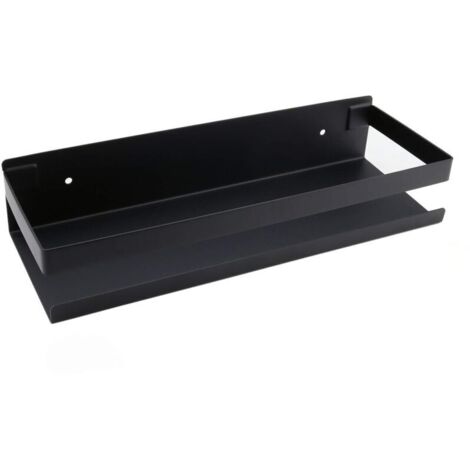 Étagère murale de salle de bain 30 cm – Acier inoxydable noir – Pour rangement shampoing et gel douche – Design moderne