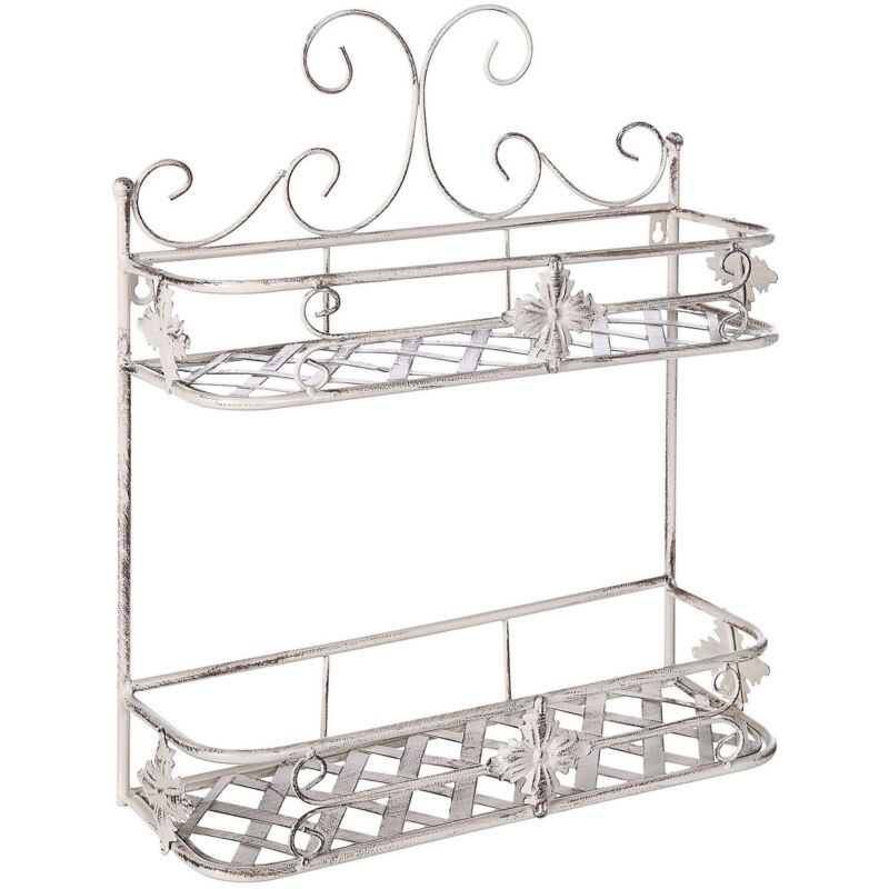 Armoire Murale Suspendue Pour Tous Les Types de Salle de Bain Avec 2 Etagères en Acier Blanc Effet Vieili de Style Moderne Beliani
