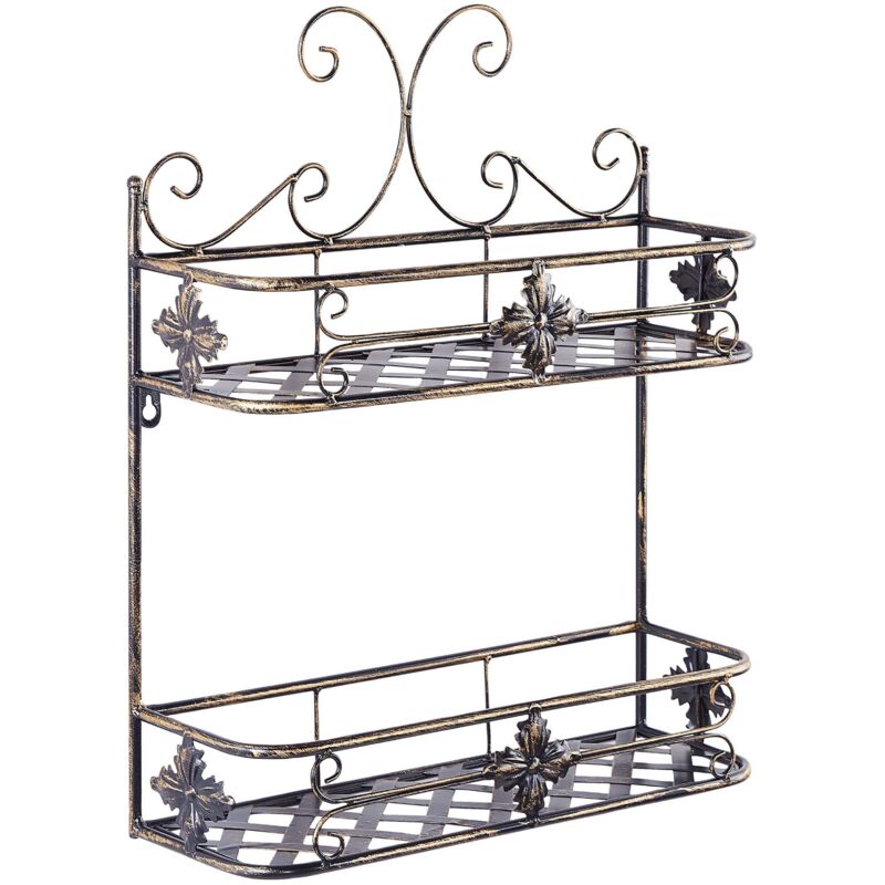 Beliani - tagère Murale 42 x 52 cm à 2 Niveaux en Acier Noir Vieilli pour Salle de Bains Marayes
