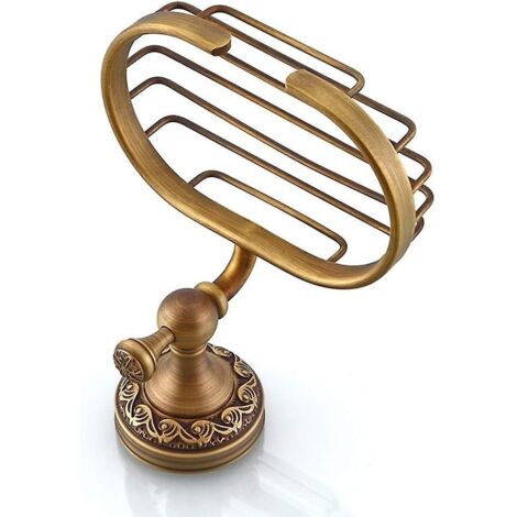 Étagère murale de salle de bain en laiton vintage avec porte-savon sculpté antique