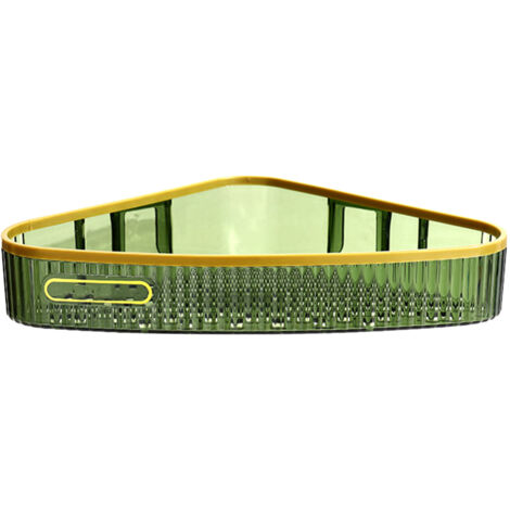 Étagère Murale de Salle de Bain en Triangle - Porte-Savon Fixation Adhésive Sans Perçage - Rangement Économiseur d'Espace Design Luxe en Plastique Vert Foncé