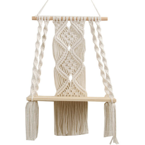 Étagère murale ， Décoration murale bohème pour chambre à coucher ， Art mural en macramé en corde tissée comme décor d'étagère de salle de bain Boho