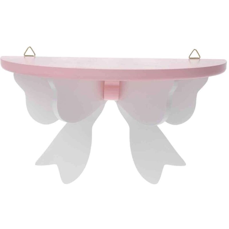 Étagère murale décorative en bois avec nœud papillon (rose)