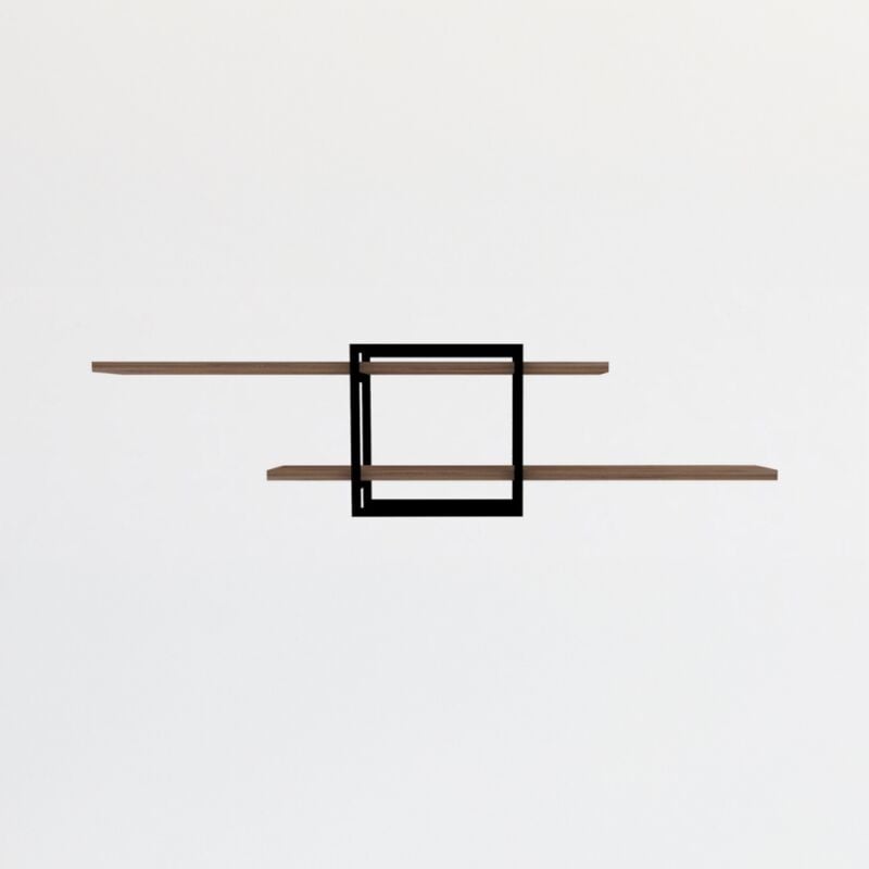 PARO - Etagère murale design - 2 rangements - bois et noir