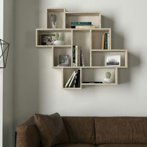 Etagère murale design 9 niches effet travertin MARFA