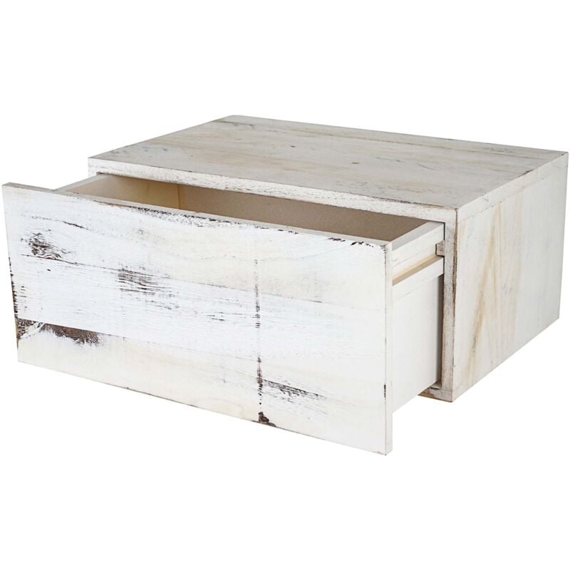 [JAMAIS UTILISÉ] Étagère murale Dinant, avec tiroir, 21x46x30cm style shabby, vintage, blanc
