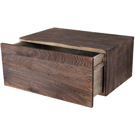 Étagère murale Dinant, avec tiroir, 21x46x30cm style shabby, vintage, brun foncé