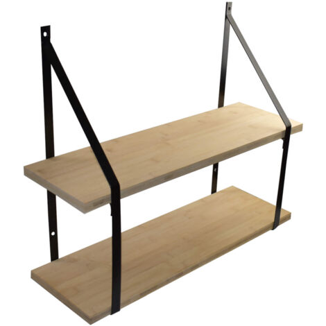 Étagère murale double Bambou 100x19 cm et supports métal Cali