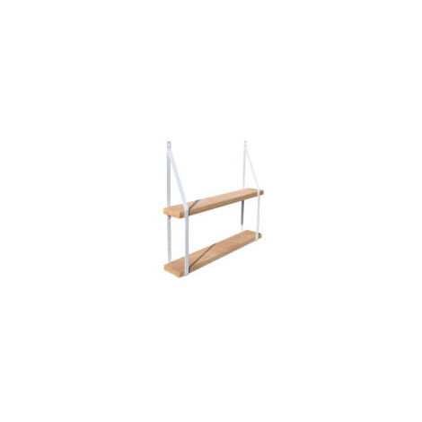 Étagère murale double chêne Cali 10 avec supports métal blanc
