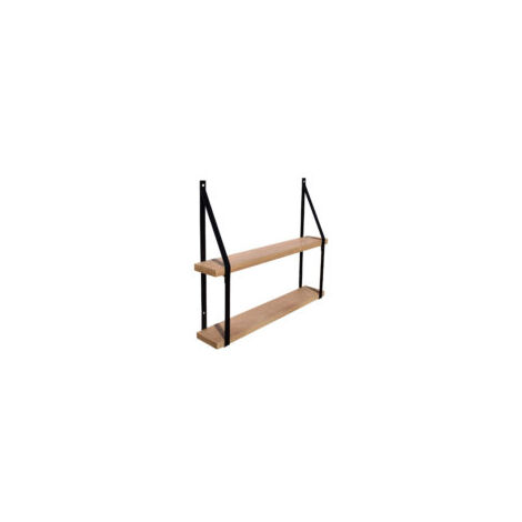 Étagère murale double chêne Cali 10 avec supports métal noir