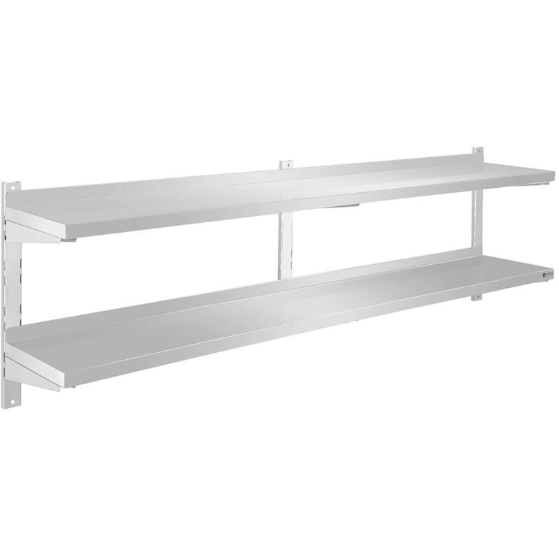 Royal Catering - Etagere Murale Double En Inox 2 Niveaux Plateaux 180 x 30 Cm Avec Fixations