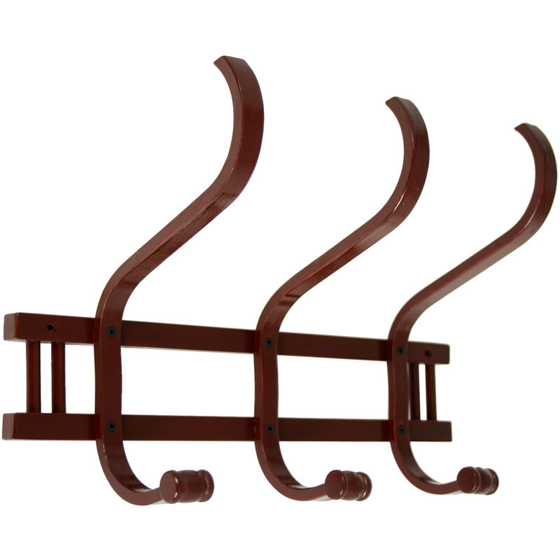 Fijalo - Portemanteau mural en bois avec 3 crochets couleur noyer 45x31x21 cm, bois : bouleau/┴lam