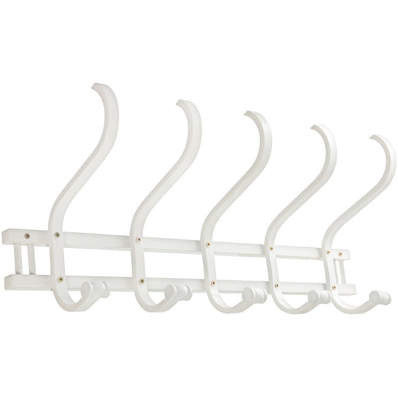 Fijalo - Portemanteau mural en bois 5 brasblanc 72x21x30 cm, bois : bouleau/┴lam