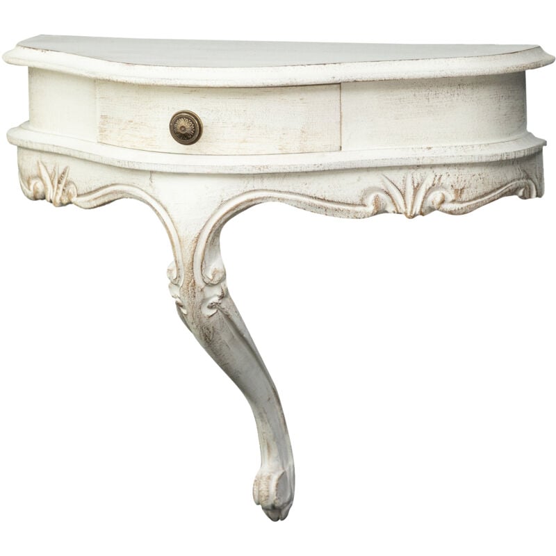 Biscottini - tagère murale en bois blanc blanc d'aspect antique L43xPR21xH39 cm Made in Italy