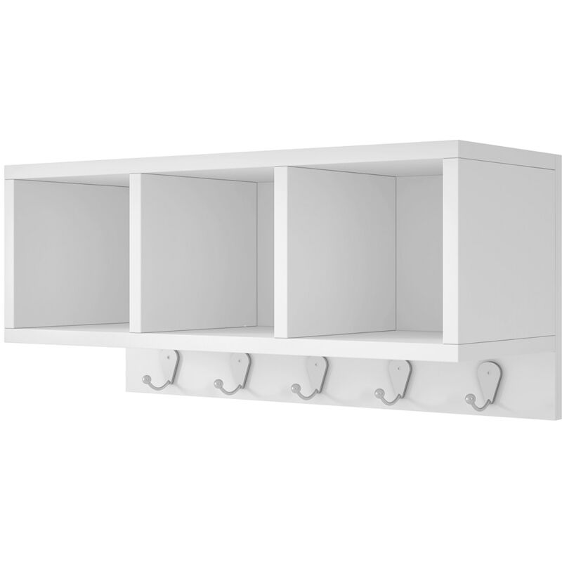 Etagère murale en bois coloris blanc - longueur 54 x profondeur 21 x hauteur 25 cm